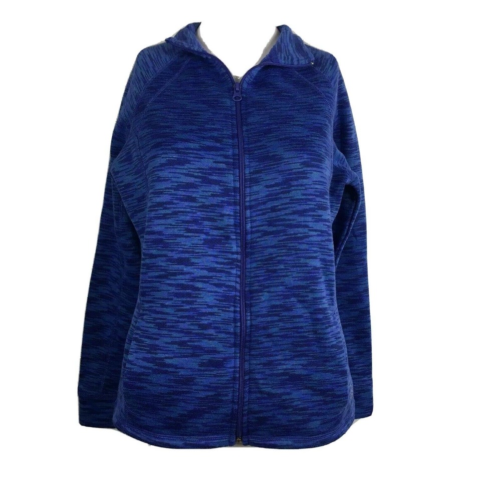Be Inspired Jacket Womens Sz S Blue Knit Full Zip Turtleneck Sweater Jacket